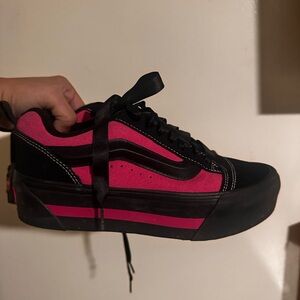 Vans Black and Pink Platform Sneakers